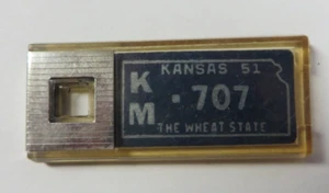 Vintage DAV 1951 KANSAS License Plate Tag Keychain Fob KINGMAN County - Picture 1 of 5
