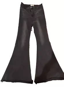 Blank Paige Black Faded Jeans Bell Bottoms Flare Sz Large Boho Festival Stretchy - Picture 1 of 6