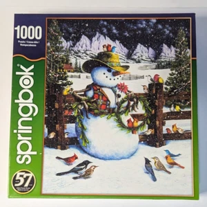 Springbok Western Muñeco de Nieve 1000 piezas Puzzle 2020 Vacaciones Navidad Invierno Pájaros - Imagen 1 de 7