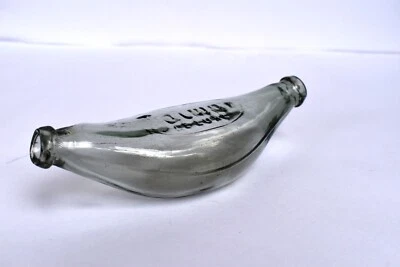 De colección Tauwar Alimentador Biberón de Leche Alimentación Bebé Doble Extremo Vidrio de Plátano Antiguo F32 - Imagen 1 de 4