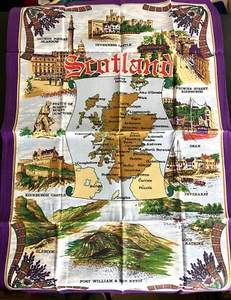 NUEVO COMO NUEVO DE COLECCIÓN Toalla de té de algodón Vista Clive Mayor Mapa de Escocia RECUERDO Atracciones - Imagen 1 de 8