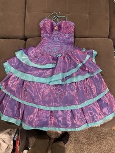 Karelina Sposa Bridal Dress 4Q732 Size 8 Purple Aqua Embroidery SEE ALL PHOTOS  - Picture 1 of 19