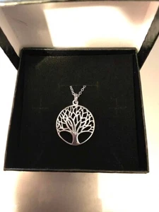 BEAUTY!! new Sterling NECKLACE TREE OF LIFE PENDANT on 18" 925 rolo NECK CHAIN - Picture 1 of 8