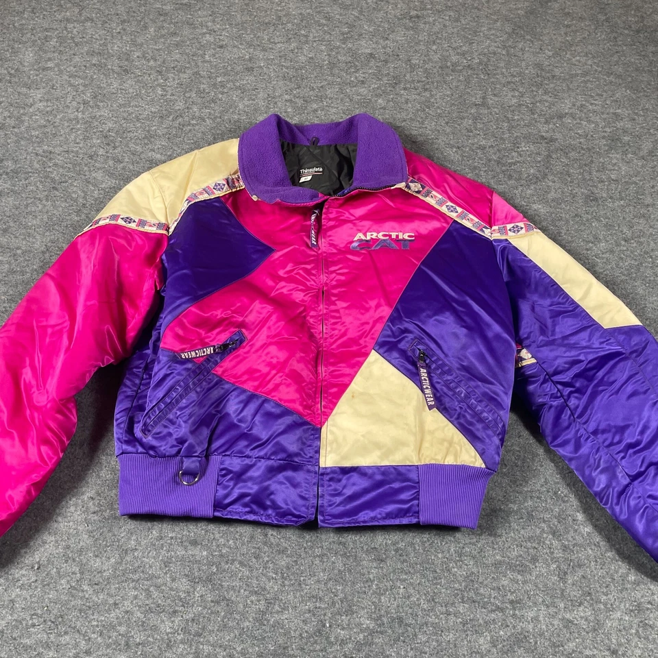 VTG Arctic Cat Jacket Womens M Purple Full Zip Snowmobiling Racing Thinsulate - Image 1 of 4