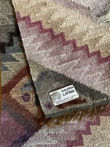 Galeria Latina Wool Hand Woven Wool Rug Wallhanging Geometric Reversible Lilac - Picture 1 of 11
