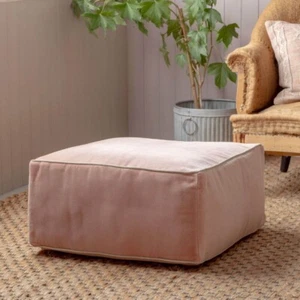Graham and Green Velvet Pouffe - Rose - Picture 1 of 5