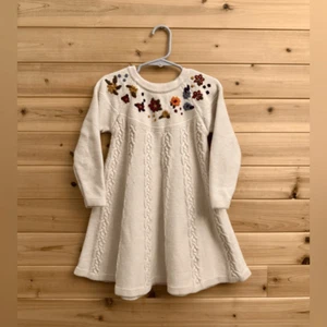 Hanna Andersson Size 4 Cotton Wool Cable Knit Autumn Floral Long Sleeve Dress - Picture 1 of 14