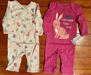 Carter's Pink adorable Bunny Jumpsuit Romper 2pc Set Baby Girls 3 months NEW NWT - Picture 1 of 1