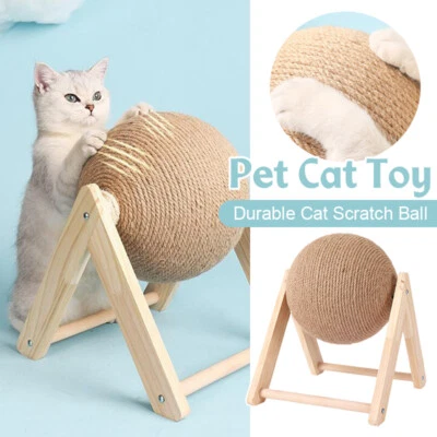 NEW Cat Scratching Ball Toy Post Sisal Tree Pet Kitten Rope Scratcher Tree Board - Image 1 of 4