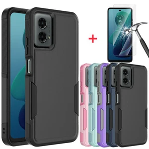 For Motorola Moto G 5G 2024 Phone Case Rubber Hard Hybrid Cover +Tempered Glass - Picture 1 of 60