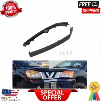 Conjunto de pares de enchimento inferior acabamento moldura farol para 04-15 Nissan Titan Armada QX56 - Imagem 1 de 4