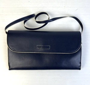 Vera Bradley Shoulder Purse Clutch Handbag Navy Blue Career Removable Strap - Picture 1 of 9