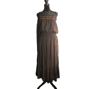 Dressbarn Damen Gr.14 braun Stufen Bauern Maxikleid, Perlenstickerei, gefüttert, Bohemian - Bild 1 von 12