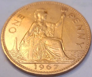 1967 United Kingdom One Penny KM# 897 US SELLER COMBINED SHIPPING REFUND - Picture 1 of 2