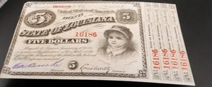 1878 5 $ State of Louisiana "Baby Bond" in Top Zustand 1878!!!!! - Bild 1 von 4