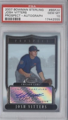 2007 Bowman Sterling Prospects Josh Vitters #BSP-JV PSA 10 GEM MT Auto - Image 1 of 2