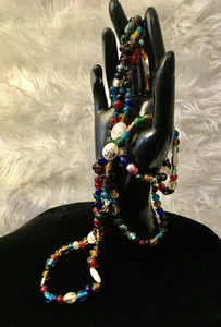 Vintage 58” Various Shaped Italian Glass Beads In Multi Colors Necklace  - Picture 1 of 15
