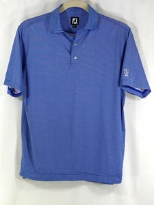 FootJoy Mens M Short Sleeve Blue White Houndstooth Polo Golf Shirt 26004 - Picture 1 of 10