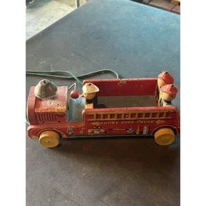 Vintage Fisher Price #991 Holz Winky Blinky Feuerwehrauto 50er Jahre Zugspielzeug - Bild 1 von 3