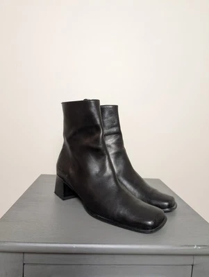 Botín Sesto Meucci de cuero negro para mujer talla 7M cremallera lateral hecho en Italia Foto 1 de 4