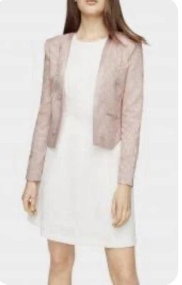 NUEVO CON ETIQUETAS BCBG MAX AZRIA Chaqueta Flynn Rosa Rubor Abierto Frontal Drapeado Foto 1 de 4