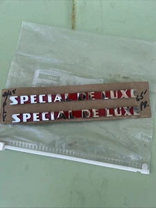 PAIR Vintage 1946 1947 1948 PLYMOUTH SPECIAL DELUXE Emblems OLD With 2 Mounting - Picture 1 of 12