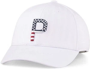 NEW Womens Puma P110 Pars And Stripes Bright White Adjustable Golf Hat/Cap - Picture 1 of 2