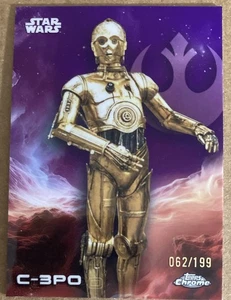 2025 TOPPS STAR WARS CHROME C-3PO PURPLE REFRACTOR /199 - Picture 1 of 2