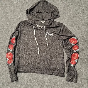 Vs Victorias Secret Rosa Acogedor Pullover con Cordones Sudadera Top Negro/Rosas Talla S/P - Imagen 1 de 8