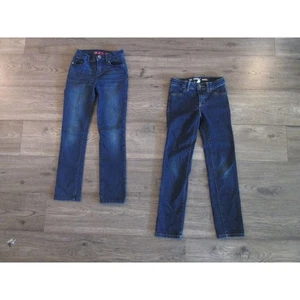 Girls Denim Skinny Jeans Lot of 2 Dark Wash Blue Kids 10 Stretch Pants Bottoms - Picture 1 of 10