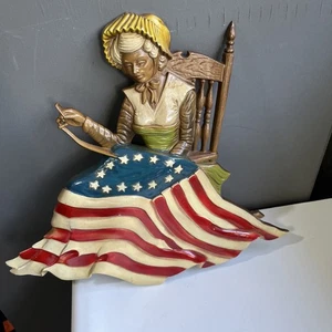 Vintage BETSY ROSS American Flag 1970 SEXTON WALL PLAQUE Mid Century Modern MCM - Picture 1 of 7