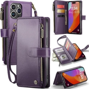 For iPhone 15 Pro Max Wallet Case with RFID Blocking Card Holder for Women Men - Picture 1 of 7