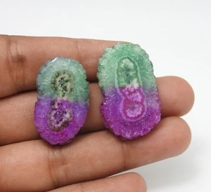 60.00 Cts 2 Pcs DIY Solar Quartz Slice Natural Gemstone 18X29X6 mm To 20X31X5 mm - Picture 1 of 8