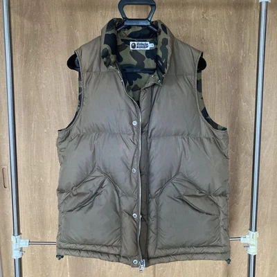 USED A BATHING APE KHAKI DOWN VEST GOOD - Image 1 of 4