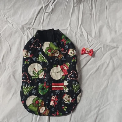  Handmade Fleece lined Dog Vest Sweate Puppy Coat Jacket  with matching hair bow - Image 1 of 4