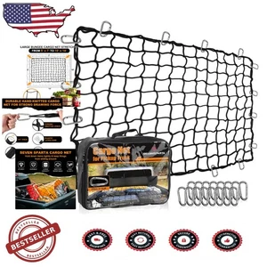 Large Bungee Cargo Net 5'x7' - Durable w/ 16 Rust-Resistant Carabiners - Picture 1 of 9