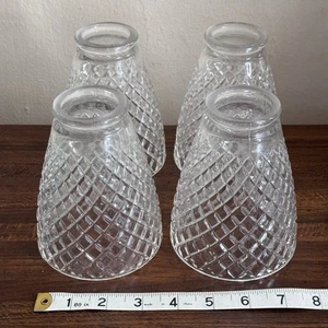 4 Vtg Clear Glass Lamp Light Ceiling Fan Shade 2¼" Fitter Diamond Pattern - Picture 1 of 5
