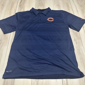 Chicago Bears Polo Shirt Mens Large Blue Orange Nike On Field Dri Fit NFL Logo - Picture 1 of 8