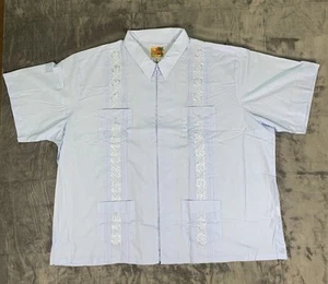 Haband VTG Light Blue Full Zip Cotton Poly Blend Guayabera Beach Shirt Men's 4XL - Picture 1 of 7