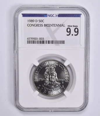 Mint State 9.9 1989-D Congress Commemorative Half Dollar NGC X NGCX *3451 - Image 1 of 4