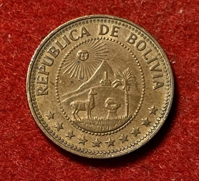 Bolivia 10 Centavos 1965 Copper Clad Steel Coin KM#188 T8885 - Image 1 of 2