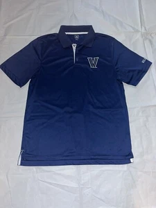 J America Villanova Wildcats NCAA polo Shirt Size L Navy Blue Moisture Wicking - Picture 1 of 17