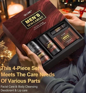Men’s Grooming Skincare Set - Face Cream, Lip Balm, Soap Bar Deodorant Stick USA - Picture 1 of 10