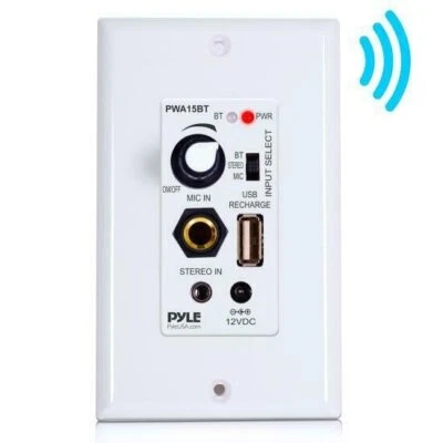 PyleHome PWA15BT Bluetooth In-Wall Receiver - Wall Plate Audio Control Amplifier - Image 1 of 4