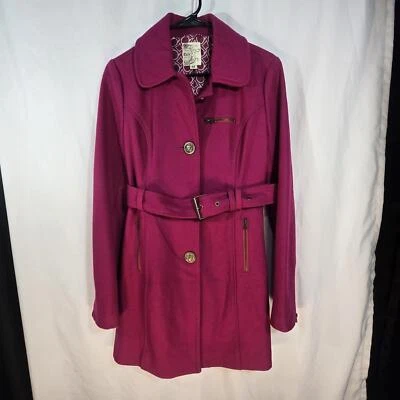 Trench coat feminino de lã tule marca registrada médio fúcsia antropologia - Imagem 1 de 4