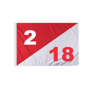 Promopatriot 14x20Inch Red & White Dual Numbered Golf Flags 1-18/18, Tubed Nylon - Picture 1 of 18
