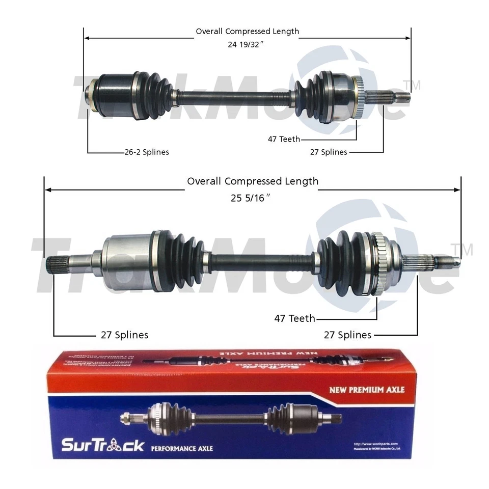 Juego de 2 ejes delanteros CV SurTrack para Mitsubishi Dodge Stealth 91-96 AWD NUEVO Foto 1 de 1