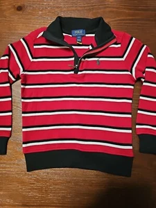 Polo Ralph Lauren Boys 4/4T Quarter Zip Red Stripe Pullover - Picture 1 of 3