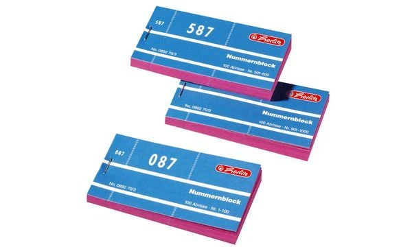 herlitz Nummernblock Nummern 1-1000 Abrisse Garderobennummer Tombola Verlosung - Bild 1 von 1