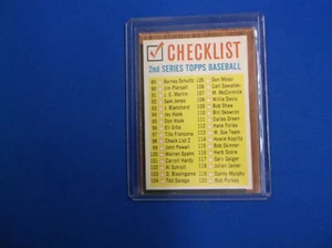 1962 Topps Baseball # 98 2nd series checklist EX - Imagen 1 de 3